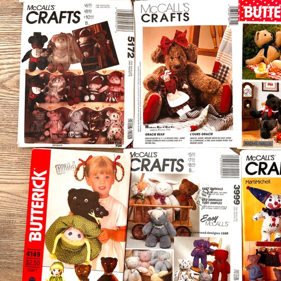 11 VTG Teddy Bear Doll Craft Patterns Butterick McCall's Plush Stuffed Animals - Picture 2 of 6